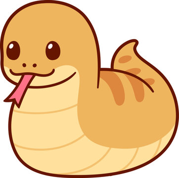 Tsuchinoko cute cartoon Japanese monster drawing. Kawaii fat snake cryptid. Simple drawing, vector clip art illustration.
