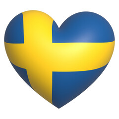 flag of Swedish 3d icon vector illustration heart 