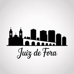 Obraz premium Juiz de Fora Skyline Silhouette — Historic Industrial City in Southeastern Brazil Vector Illustration