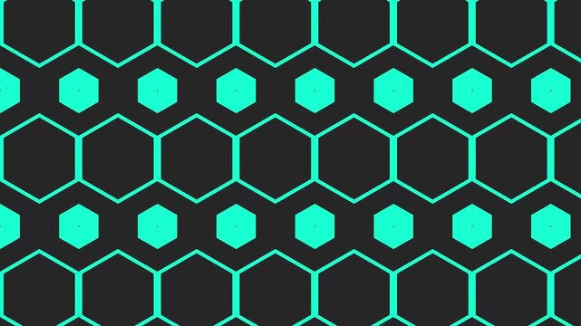 Hypnotic Hexagon Pattern Seamless Loop Teal Green Geometric Abstract Background Animation Modern