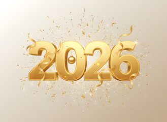 Title: Sparkling Gold 2026 Celebration with Confetti Explosion