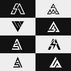 letter As or Sa abstract initial unique trendy logo set