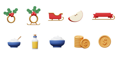 Collection of kitchen utensil and spa icons in a simple festive vector design