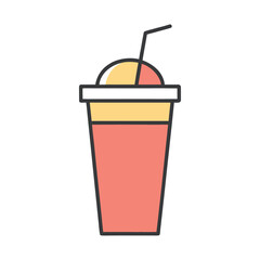 Minimal colored illustration of a smoothie glass, flat vector, white background, no shadow
