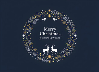 Elegant Christmas Wreath Frame with Birds and Festive Ornaments