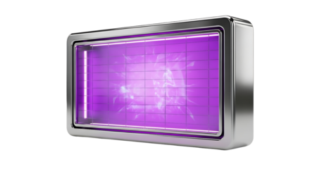 Futuristic Digital Screen Display with Abstract Purple Glowing Energy Isolated on Transparent Background