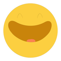 A cheerful yellow emoji with closed smiling eyes and a wide open mouth, expressing joy, laughter, and pure happiness through a simple and playful design.
