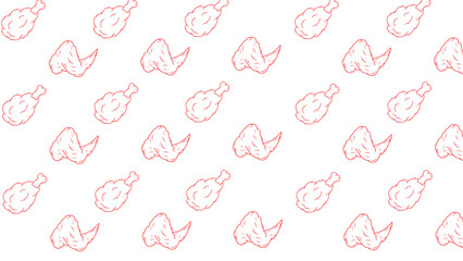 Seamless pattern of chicken legs. Hand drawing Doodle chicken legs. Fried chicken doodle pattern background. Fried chicken Seamless Pattern for coloring kids books