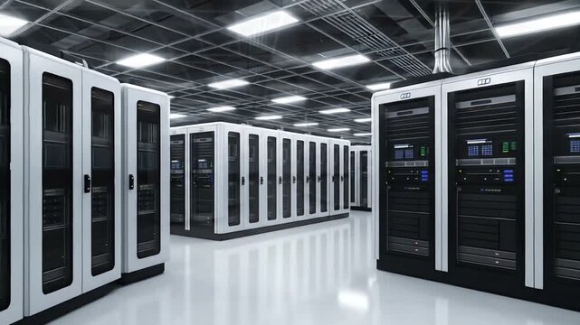 Data Center Server Racks in Modern Technology Infrastructure.