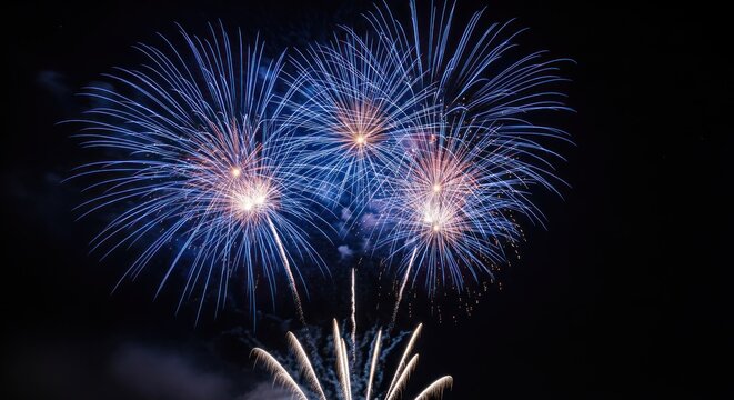 Colorful Fireworks Explosion in Night Sky