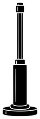 A black and white silhouette of a screwdriver icon, black, equipment, floor, hammer, icon, illustration, pole, tool, vacuum, against transparent background