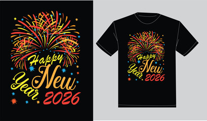 Happy new year print ready typography t-shirt design