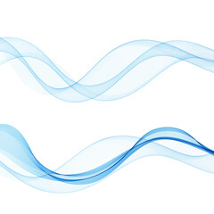 Set of blue abstract colored waves. Eps 10