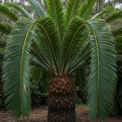 Encephalartos woodii cycad, ultra-detailed botanical illustration