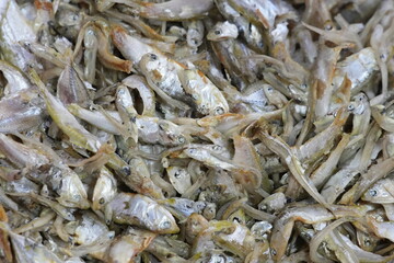 Korean dried anchovies (myeolchi) for soup stock – authentic Asian pantry ingredient close-up