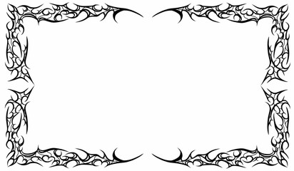 Collection of cyber sigilism tribal frames for metal hardcore posters, streetwear clothing designs, tattoos, and stickers. Vector.