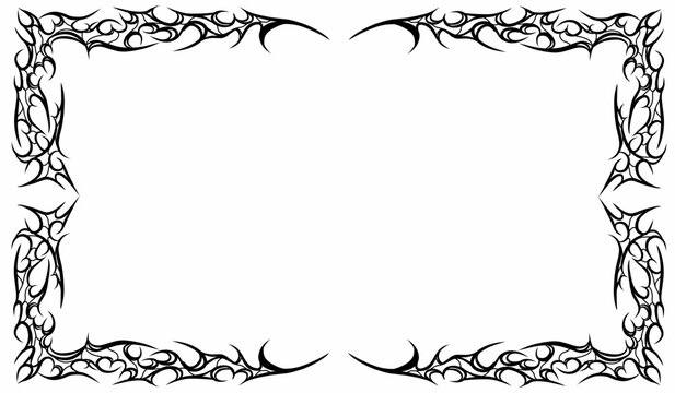 Collection of cyber sigilism tribal frames for metal hardcore posters, streetwear clothing designs, tattoos, and stickers. Vector.