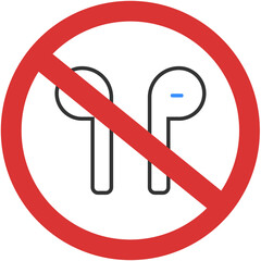 white no earbuds sign