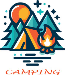 Camping logo vector white background .
