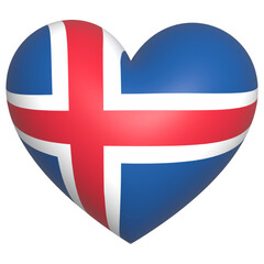Fototapeta premium Iceland flag 3d icon vector illustration heart 
