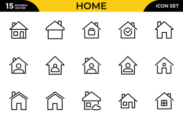 Home Line Icon set. Contains such icons as House, Family, City, Apartment, Building, Architecture. Thin outline icons pack. Vector illustration