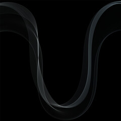 Smoky abstract wave on a black background. Vector design element. If Template for advertisement, banner, brochure, screen saver. Eps 10