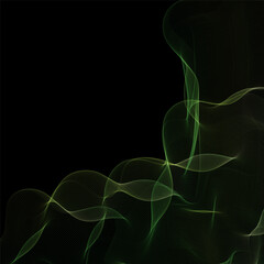 Green wave on a black background. Abstract vector pattern. Eps 10