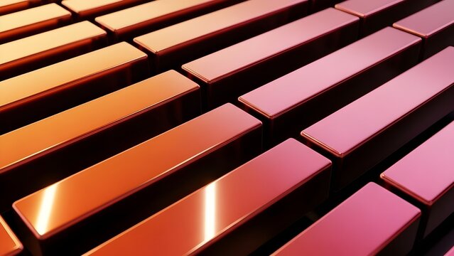 Representaci&oacute;n 3D de formas geom&eacute;tricas abstractas con colores naranja y morado