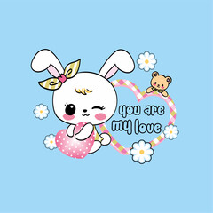 You are my love - Girl t-shirt vector illustration design