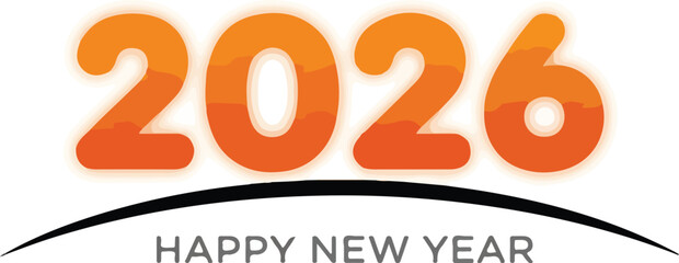2026 Celebration: A vibrant numerical representation of the year 2026, set against a clean backdrop with a celebratory greeting underneath. Expressing hope and anticipation.