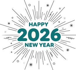 New Year's Greetings 2026: A vibrant and modern design, sending a burst of optimism for the year ahead, wishing a Happy 2026 New Year.