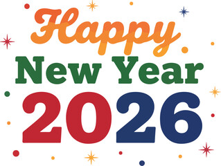 New Year's Greetings 2026: A vibrant and colorful greeting card design announces the arrival of the New Year, creating a sense of joy and anticipation.