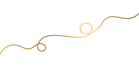 Gold thin wavy line, gold curved line element, subtle golden ribbon