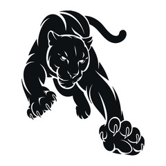 A predatory cat jumping. Vector illustration on a white background.