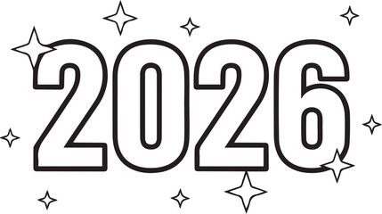 Future Forward: A graphic representation of the year 2026, punctuated by star icons, offering a simple yet versatile design