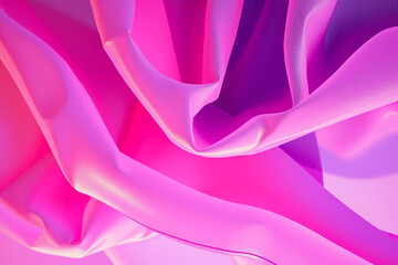 Close-up abstract flowing pink and purple satin fabric texture