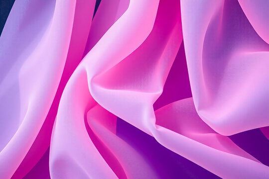 Flowing pink and purple fabric folds with soft light and shadows