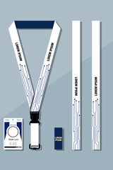 Lanyard Design Template Set for All Company In blue Color combinations EPS 10