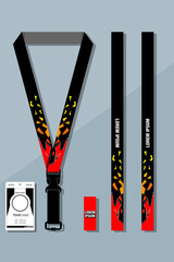 Lanyard Design Template Set for All Company In black Color combinations EPS 10