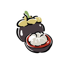 Healthy food vector illustration mangosteen in a hand drawn style. Perfect for nutrition, diet content, meal prep, and educational design.