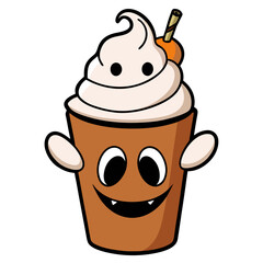 Pumpkin spice latte ghost rising from whipped cream 