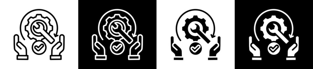 Service Recovery Icon Set In Black And White Filled Style Collection