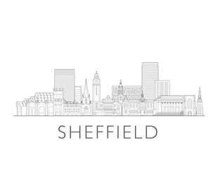 Obraz premium Sheffield England UK cityscape illustration skyline drawing