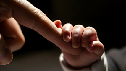 Mother and Baby Hands Intertwined in Heroic Macro Detail