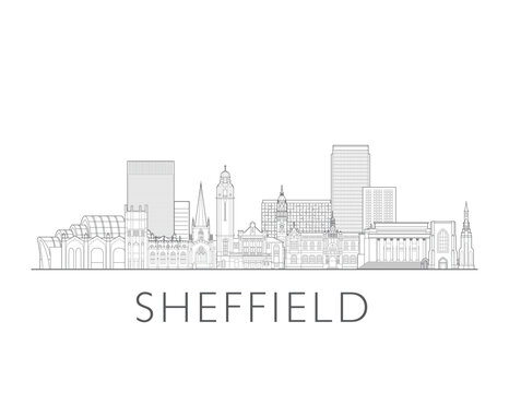 Sheffield England UK cityscape illustration skyline drawing