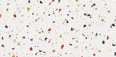 colourful decorative terrazzo stone patterns with light marble background, elegant wall tile and interior design