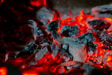 burning hot coal fire  barbecue