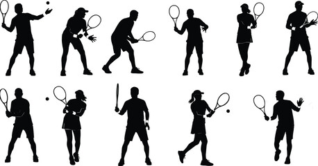 Vector Silhouette Set of Male and Female Runners Jogging, Representing Athletics, Fitness, and an Active, Healthy Lifestyle Illustration.