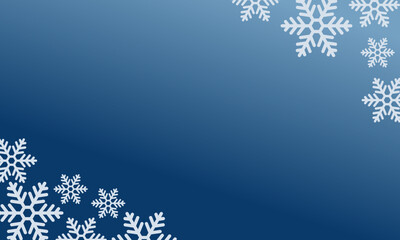 Snowy blue background with falling snowflakes