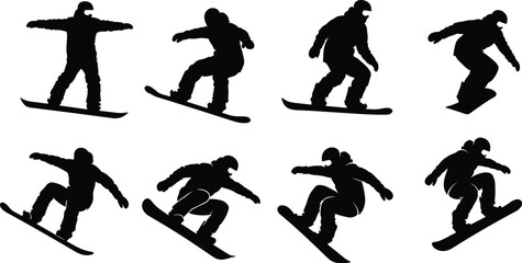 Vector Silhouette Set of People Reading Books in Relaxed Poses, Sitting, Standing, and Lying Down for Education and Leisure Activity.